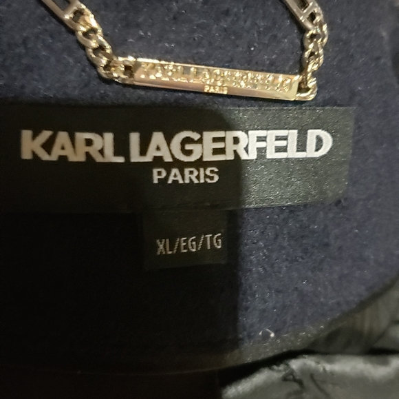 Karl Lagerfeld Paris Navy Wool Pea Coat (XL) - Picture 5 of 7